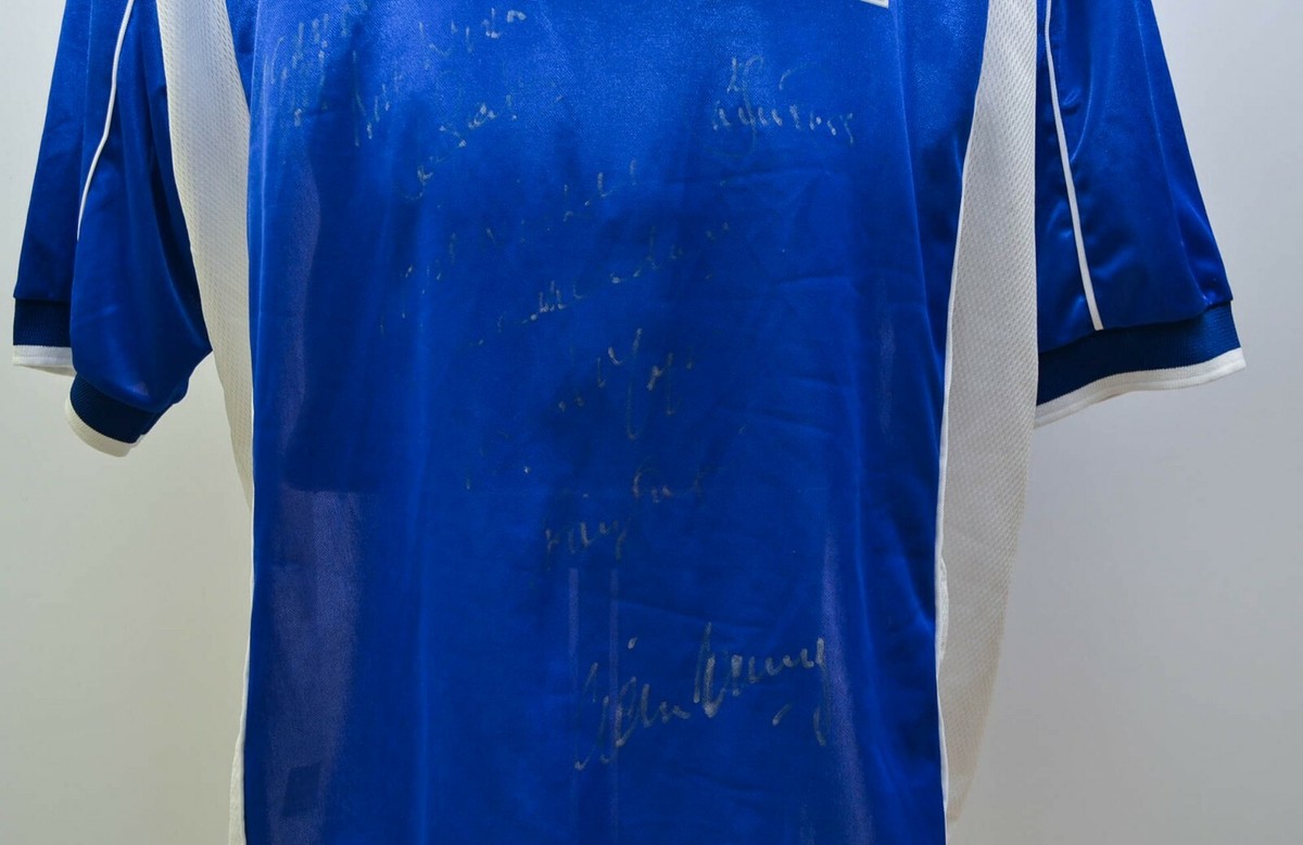 EVERTON 2001/2002 HOME SIGNED FOOTBALL SHIRT JERSEY PUMA SIZE XL
