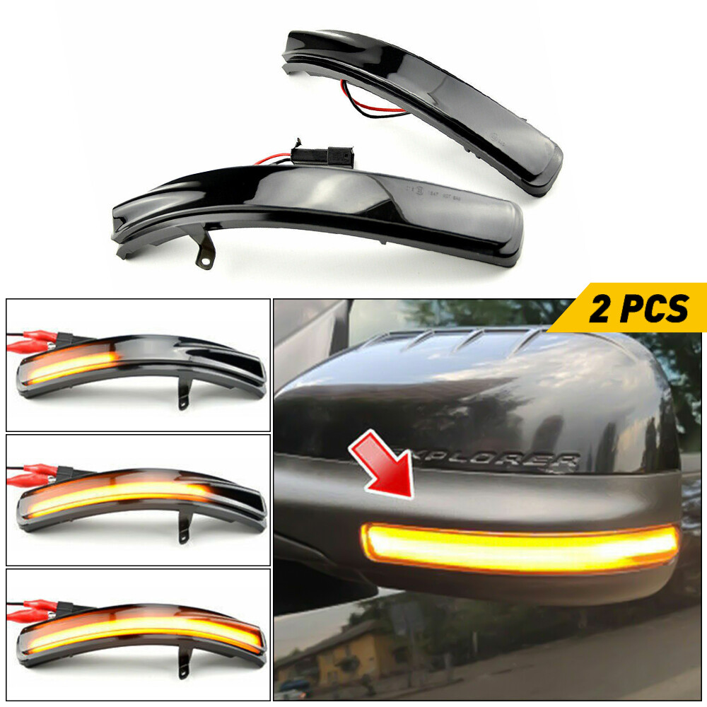 Smoked Sequential LED Side Turn Mirror Signal For Lights 2011-2019 Ford Explorer