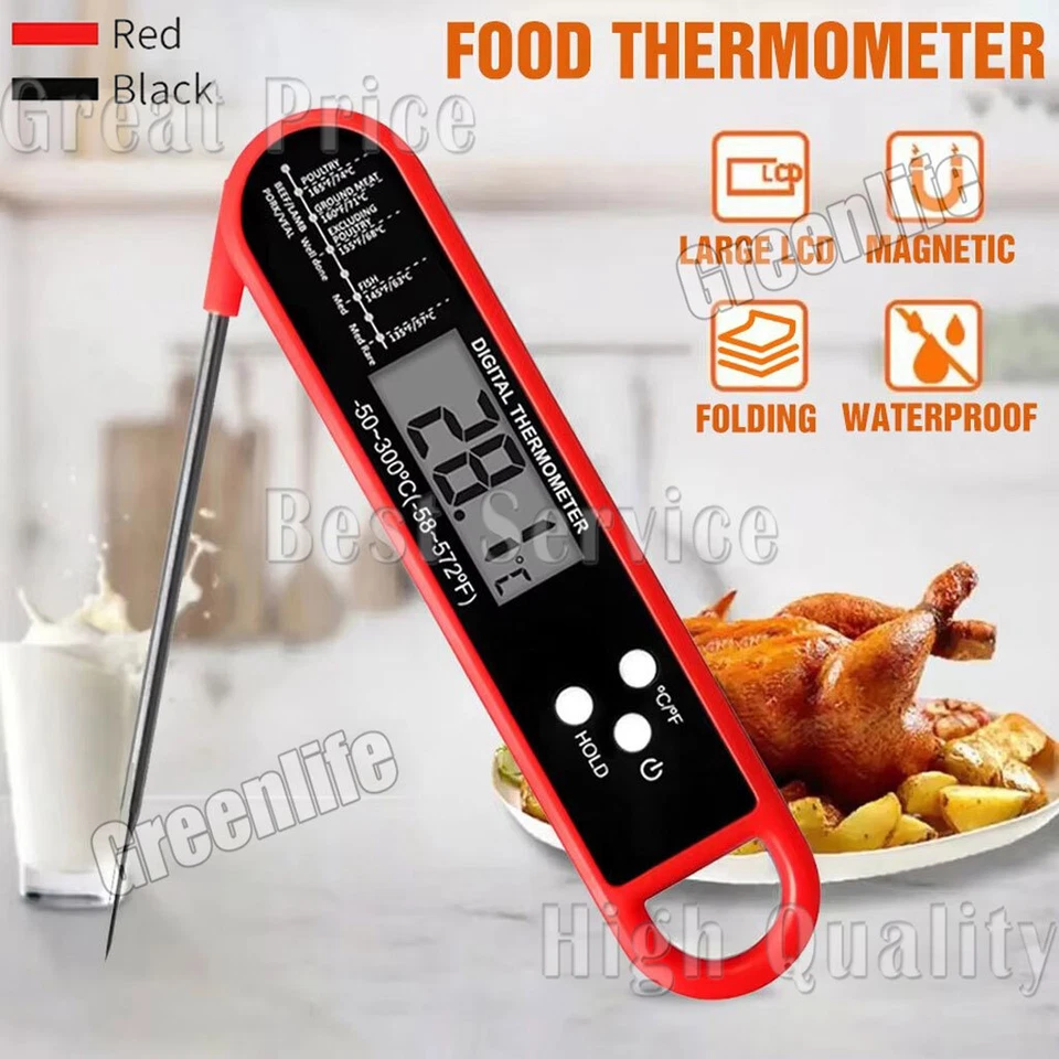 LCD Digitaler Fleischthermometer Schnell Ablesbar Wasserdicht BBQ Küchenwerkzeug - Bild 2 von 4
