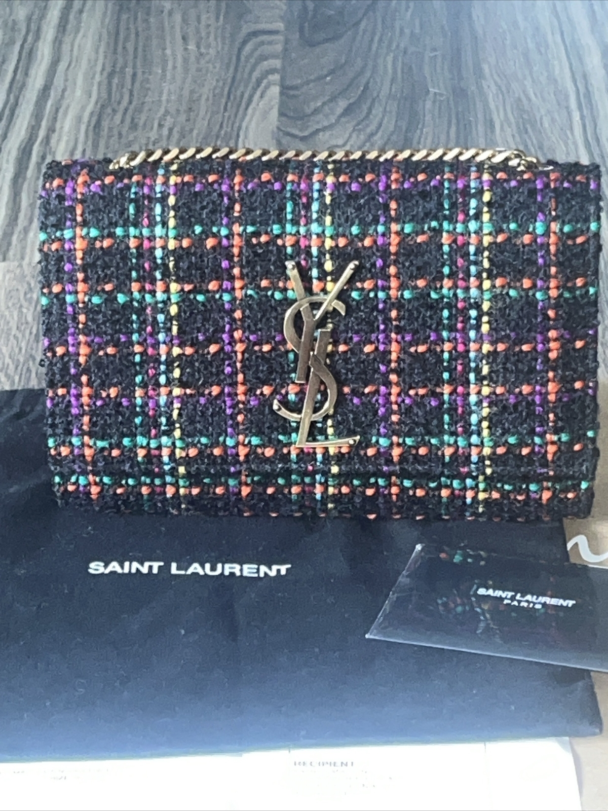 portafoglio saint laurent su catena RARO tweed e pelle. Comprato da Parigi.