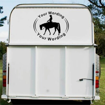 Individueller Pferdebox Aufkleber Western Style personalisiert 70 cm x 58 cm