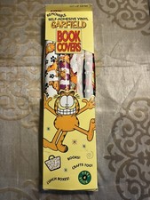 Vintage  Garfield The Cat Removable Self-adhesive Vinyl Book covers NOS 13.5x30