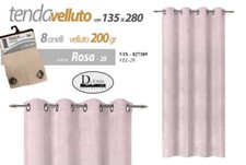 TENDA ARREDO Finestra Porta Interno AD ANELLI MODERNO VELLUTO ROSA 135*280 CM