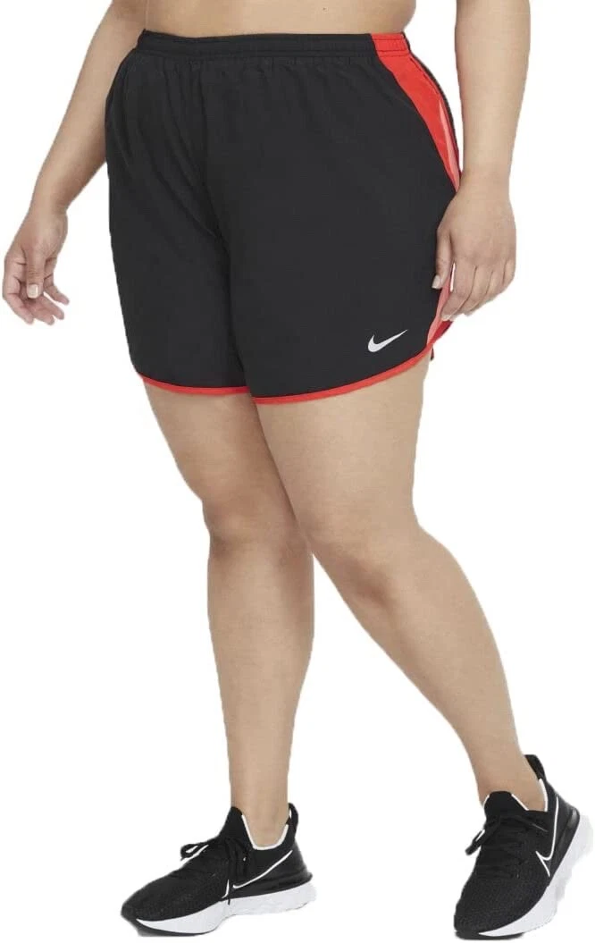 Nike Women`s Dri_FIT Running Shorts w/ Panty Liner Plus Size 1X Black Chile  Red