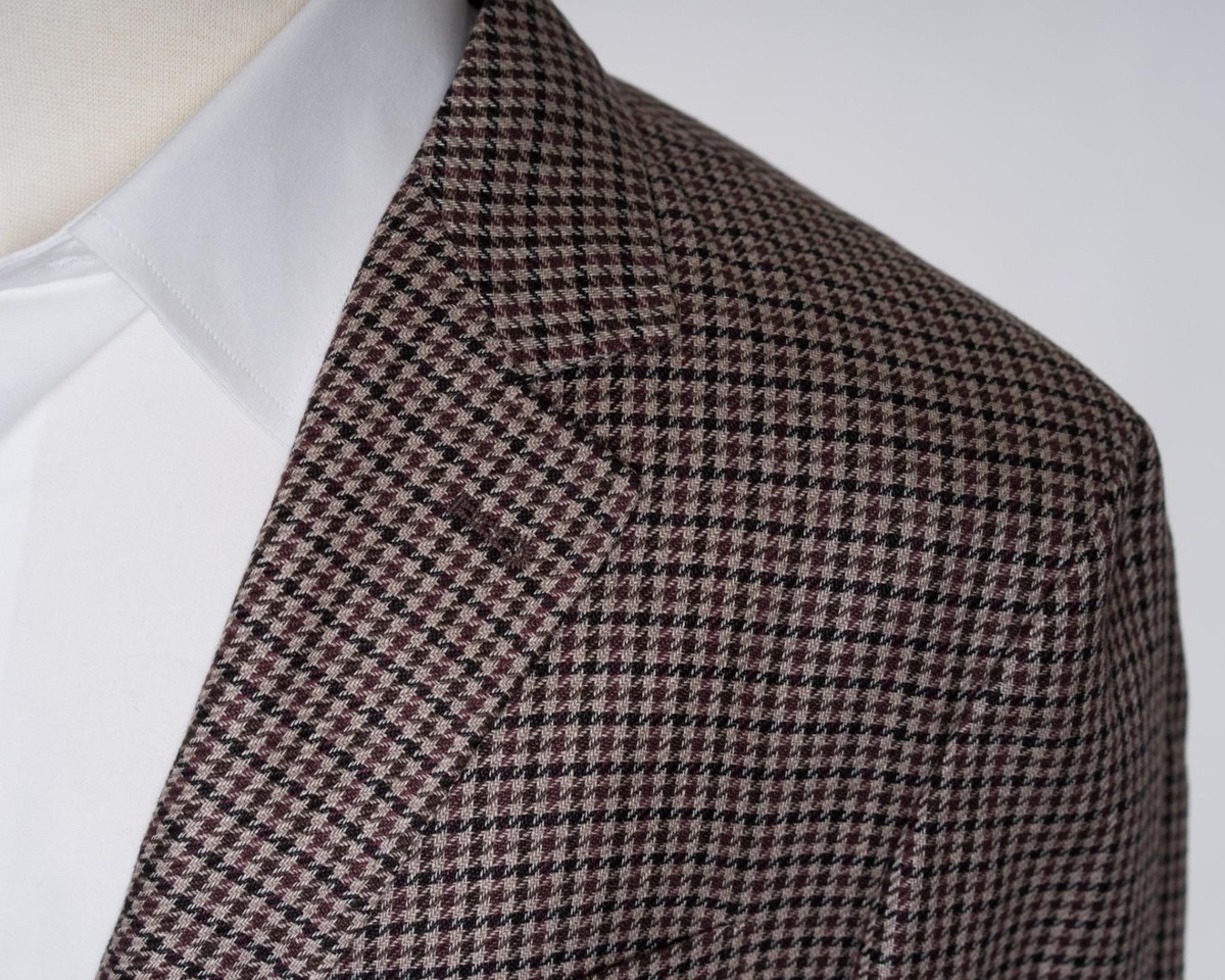 Brunello Cucinelli NWT Purple Black Brown Houndstooth Blazer