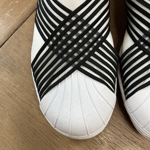 RARE Adidas Superstar Slip On Shoes Women’s 9 White Criss Cross Straps CG6013 - 第 6/22 張圖片