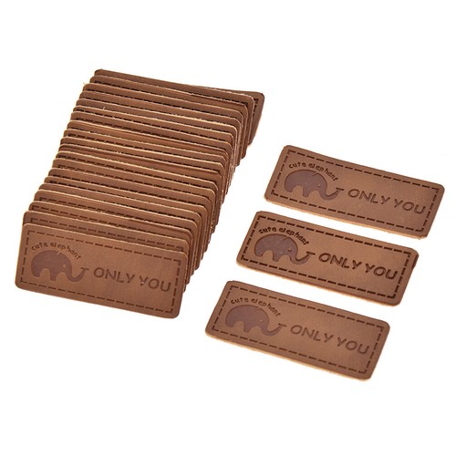 24Pcs PU Leather Labels Tags Handmade Clothing Bag Garment Sewing Patches Craft - Picture 7 of 13