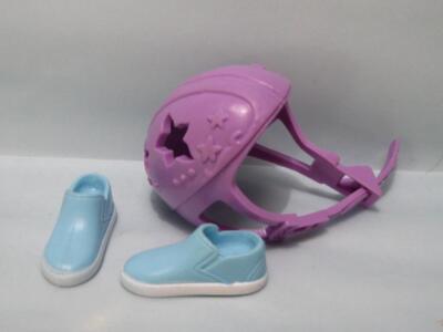 barbie bike helmet set 2008 BARBIE doll BEACH PARTY GLAM Bike Bicycle BLUE BIKING SHOES/STAR  HELMET SET