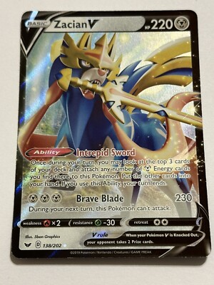 Pokemon TCG Zacian V 138/202 Sword & Shield Base Set Ultra Rare | eBay