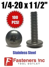 (Qty 100) 1/4-20 x 1-1/2" Machine Screws Phillips Truss Head Stainless Steel 