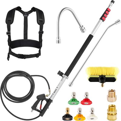 #ad 20 FT Telescoping Pressure Washer Wand with Gutter Cleaner Brush Head 5 Nozzle $186.99