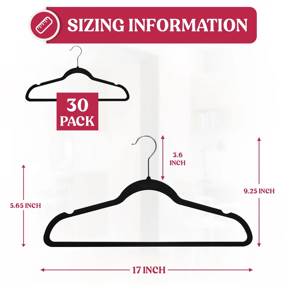 Velvet Hangers Cloths 30/50 Pack Premium Lightweight Space Saver Non Slip Hanger - Image 4 of 4