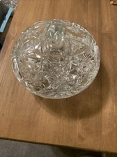 CUT GLASS CRYSTAL COVERED DISH BEAUTIFUL STAR DESIGN  candy wedding