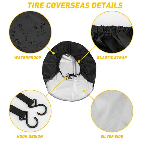 Waterproof Tire Covers Set 4 Wheel&Tyre RV Trailer Camper Sun Protector 27"-29" - Picture 8 of 12