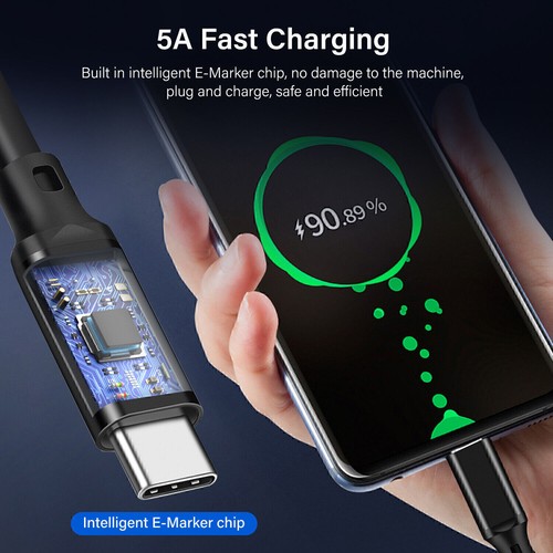 1M USB C to Type C Charger Cable 100W PD Fast Charger For Samsung iPhone Black - Picture 8 of 11