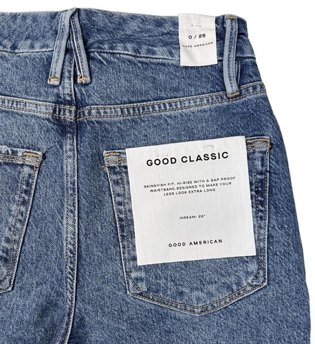 Good American Style GCRH086TFT Good Crop Raw Hem Slim Blue Size 25 - Picture 5 of 11