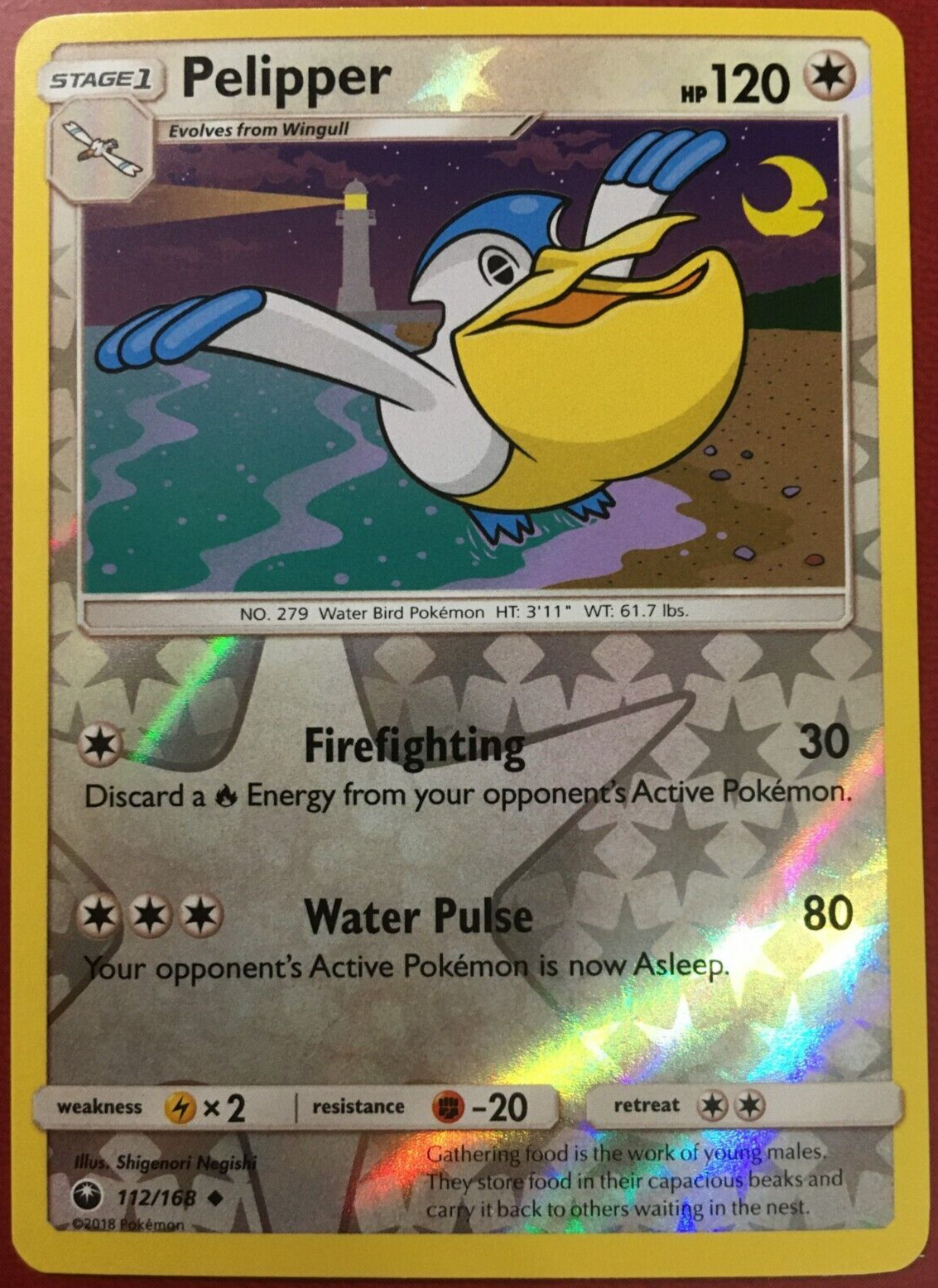 POKEMON PELIPPER 112/168 CELESTIAL STORM UNCOMMON REVERSE HOLO NEAR MINT