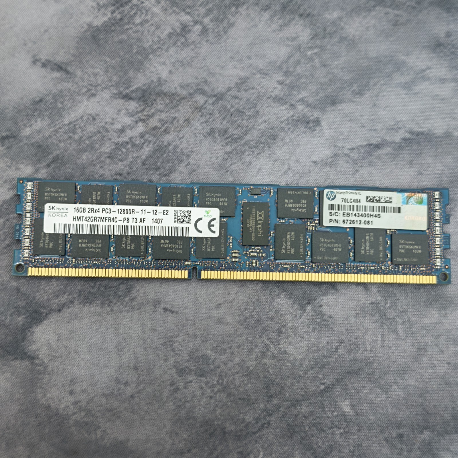 SK hynix 16GB DDR3 ECC Registered RDIMM PC3-12800R 1600MHz 2Rx4 HMT42GR7MFR4C-PB