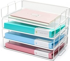 Exerz Paper Sorters 4pcs /Stackable Letter Trays 4 Tiers/File Trays/Desk