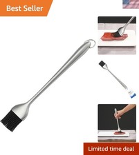 Heavy-Duty BBQ Basting Brush with Silicone Bristles  12  Stainless Steel Handle