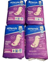 Attends Discreet, Women's Bladder Control Pads, 4 Packs 20ct, Maximum Absorbency