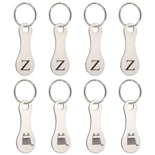 8Pcs Stainless Steel Shopping Trolley Token, Silver Tone Letter Z Grocery Cart