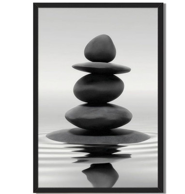 Black and White Stone Balance Wall Art Minimalist Home Decor Print