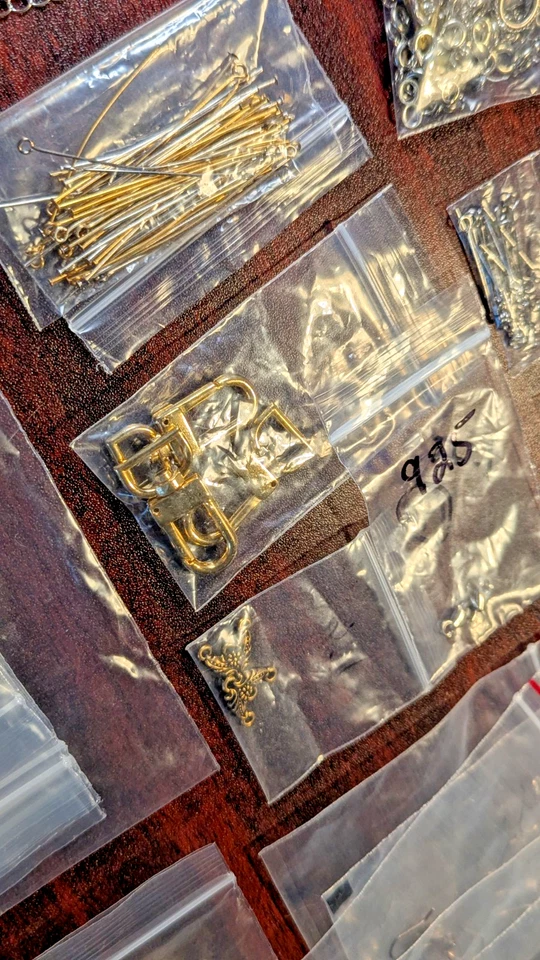 Lote para hacer joyas de 7 oz - hallazgos, alfileres de cabeza, cadenas, piezas de plata .925 Foto 2 de 4