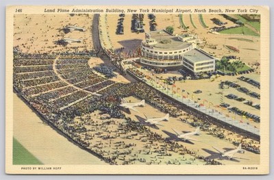 NY NYC, Land Plane Administration Bldg, NY Municipal Airport, Linen Posted 1942