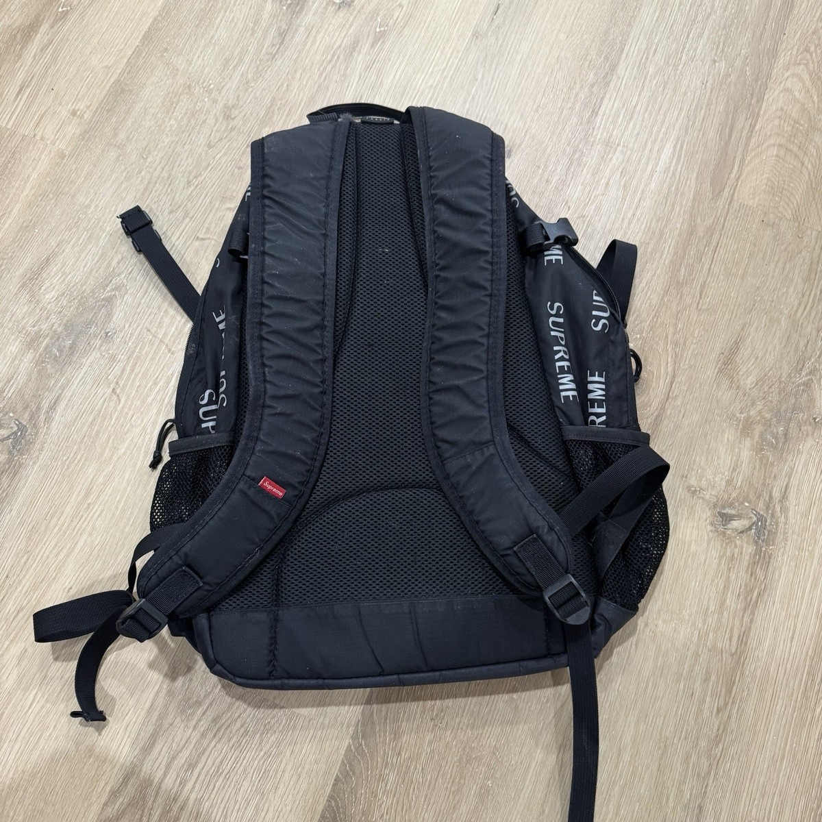 Supreme 3M Reflective Black Repeat Logo Backpack Cordura