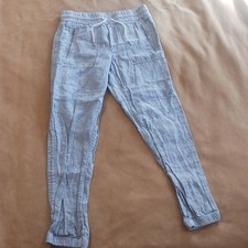 Athleta Cabo Linen Joggers Pants Size 6 Chambray Light Blue