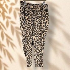SheIn Pants Women M Medium Brown Animal Print High Rise Drawstring Chino Tapered