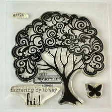 My Acrylix A1124 Decorative Clear Stamps Set - Tree & Butterfly