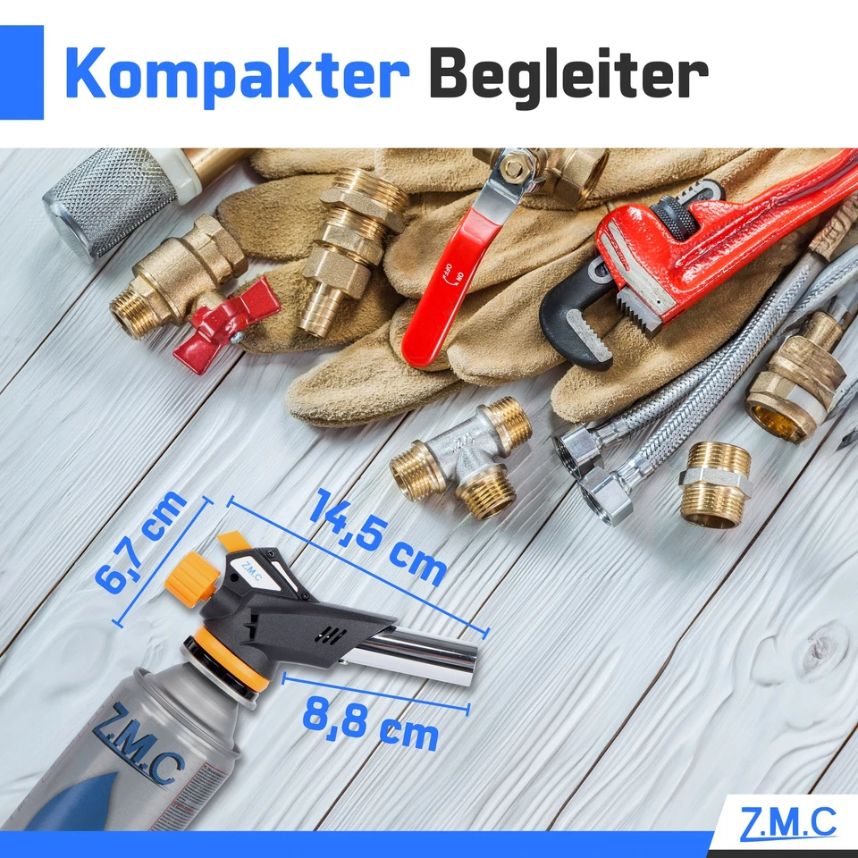 Gasbrenner Bunsenbrenner Lötlampe Lötbrenner Gasanzünder + 10 Gaskartuschen 227g - Bild 4 von 4
