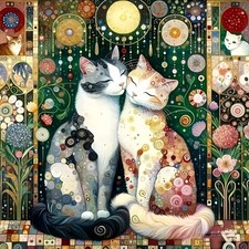 Diamond Art Kits for Adults,Two Cats 5D 13.8x13.8inch, KM648-1
