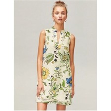 Tory Burch Linen Blend Sleeveless Floral Mini Dress Medium Casual Preppy Resort