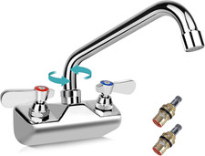 4 Inch Center Commercial Sink Faucet Wall Mount with 10" Spout for Bar