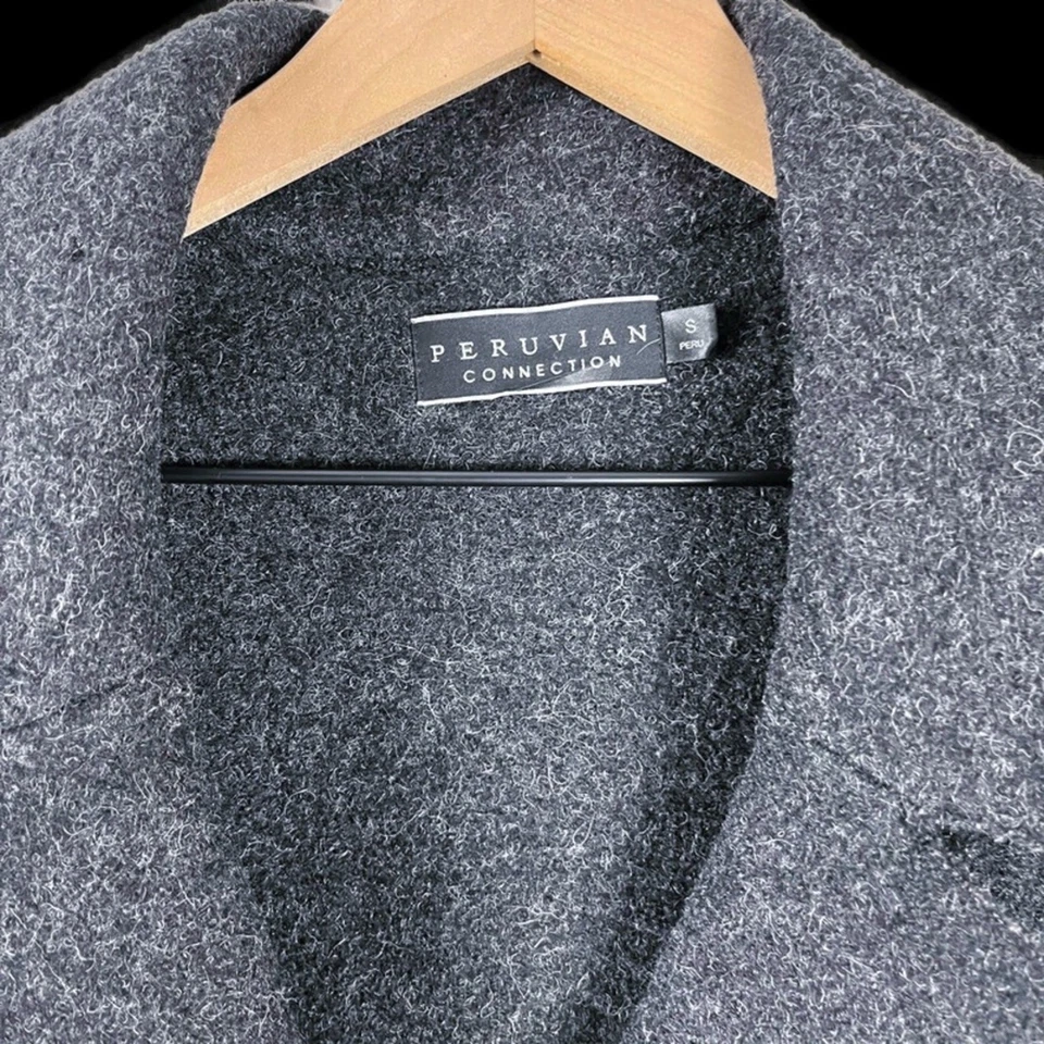 PERUVIAN CONNECTION Women's Charcoal Gray Alpaca Wool Midi Pea Coat Size Small - Image 4 of 4