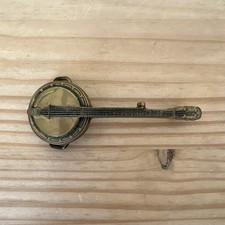 Vintage Baron Buckle Banjo Shaped Belt Buckle 1978 Solid Brass 6052 Bluegrass