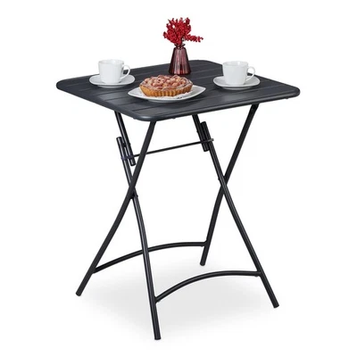 Table de balcon pliable légère table de jardin table carrée en métal résistante - Photo 1/4
