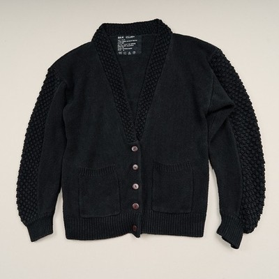 Vintage Silk Club Sweater 100% Silk Black Cardigan Women s M Hong Kong Textured