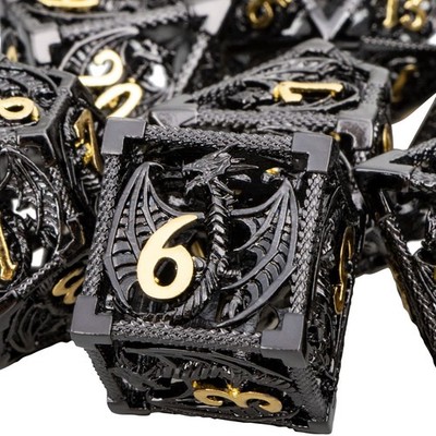 ARUOHHA Hollow DND Metal Dice Set Black Gold Dragons D and D Dice, RPG Role P...