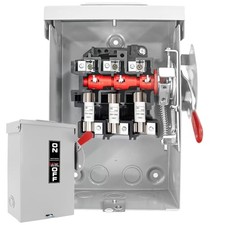 3P 30Amp Fusible Disconnect Switch, 120V/240V Heavy Duty Safety 30A-3P-Fuses