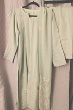 Mint Green Salwar Kameez, Dupatta Three Piece Set - Size Small