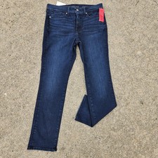 New SPANX Sara Blakely Slim Straight Jeans Size 31 Stretch Denim Dark Wash