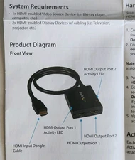 StarTech ST122HD4KU 4K HDMI 2-Port Video Splitter, Powered by USB/Power Adapter