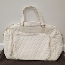 NWT Bella Russo Cream Ivory Quilted 17.7" Weekender Duffle Bag W Crossbody Strap