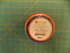KONA COTTON SOLIDS BRIGHT RAINBOW PALETTE BY ROBERT KAUFMAN JELLY ROLL 2.5" 24PC