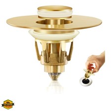 Gold Bathroom Sink Stopper   Pop Up Drain Stopper  Strainer, 2-in-1 Universa...