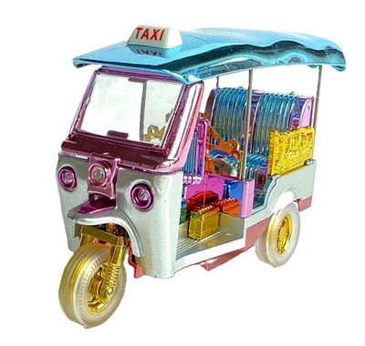 Tuk Tuk Thailand Wind Up 3 Wheel Rickshaw Taxi Vehicle Car Model Thai Souvenir 